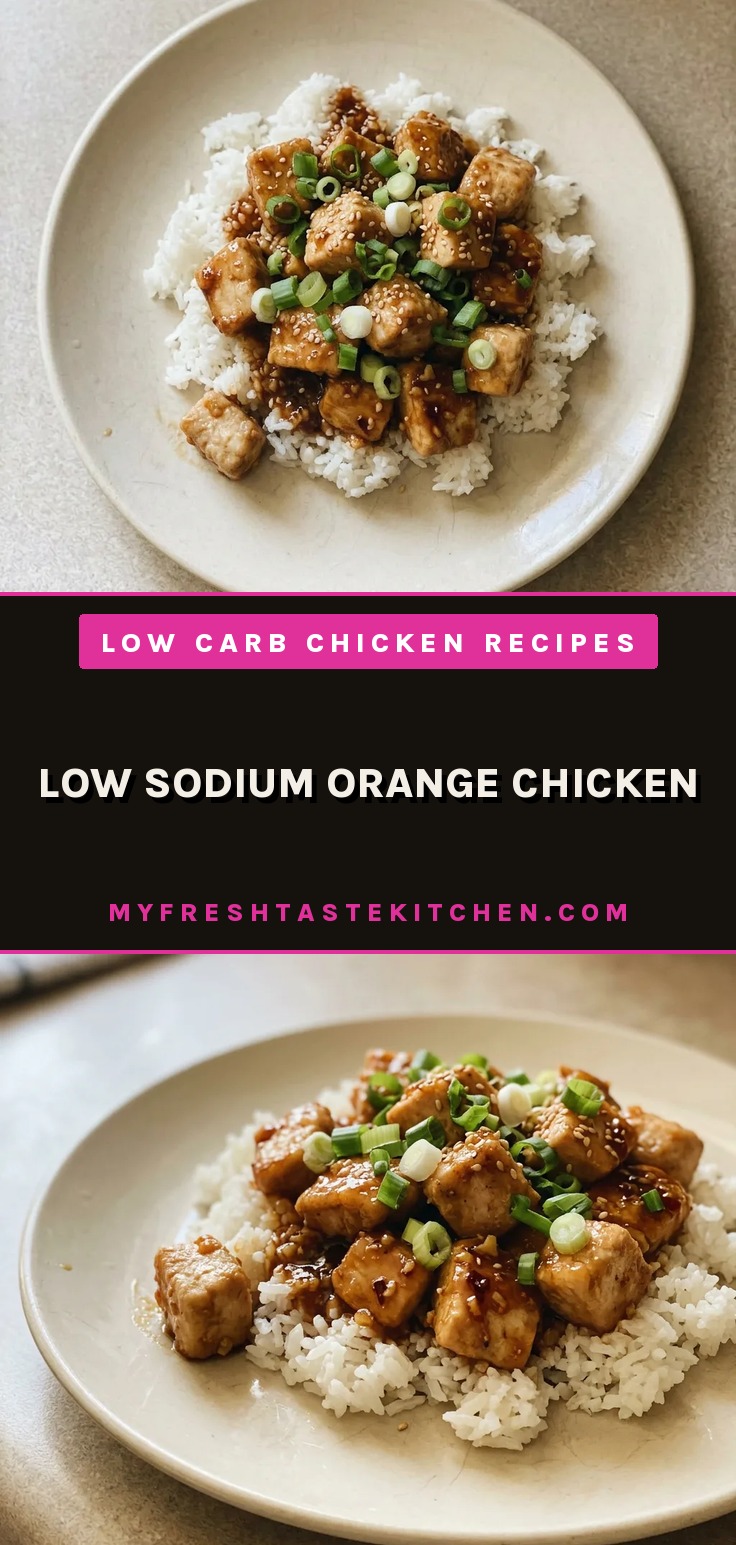 Top-down look at glazed chicken pieces with orange sauce, scattered garlic and ginger bits.