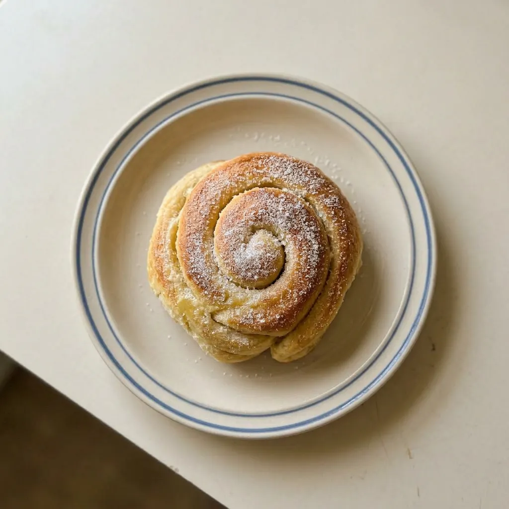 Plated sweet bread with butter and vanilla visible on top.