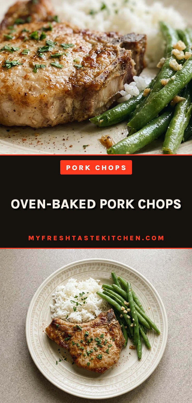 Top-down look at two boneless pork chops seasoned with brown sugar, smoked paprika, and garlic, drizzled with olive oil.