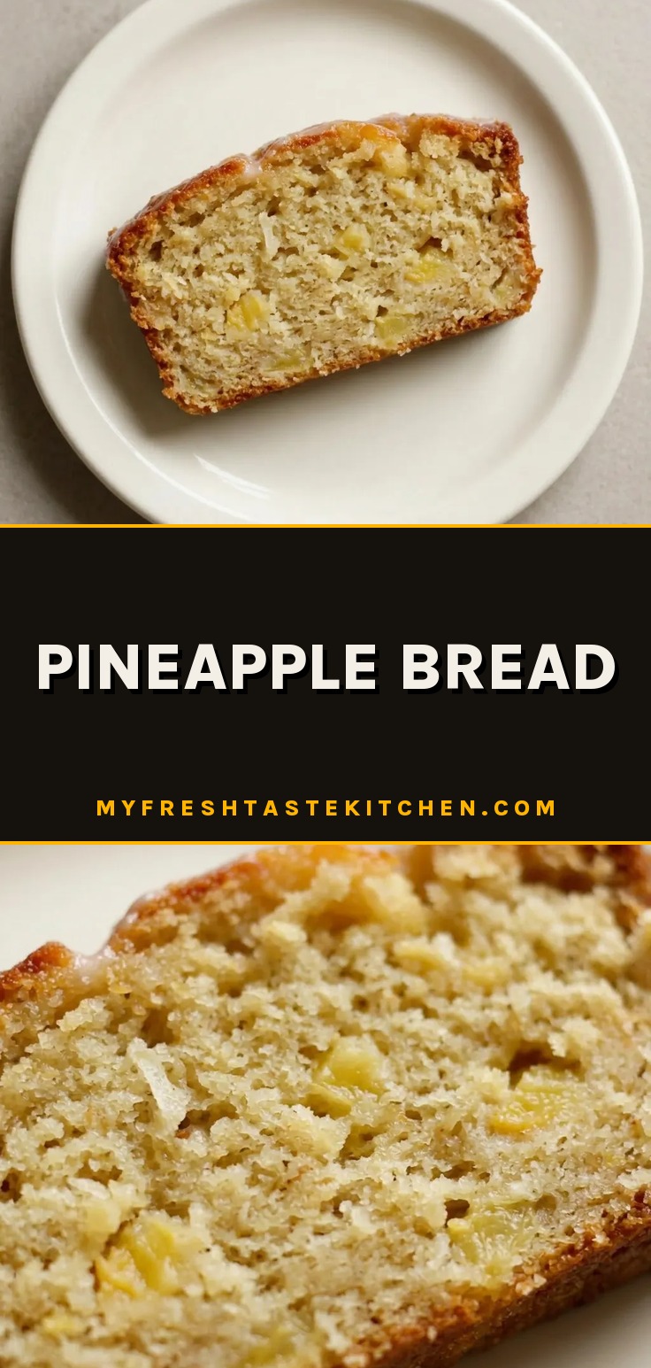 Top-down look at a round pineapple bread slice with golden crust and a few pineapple chunks on top.