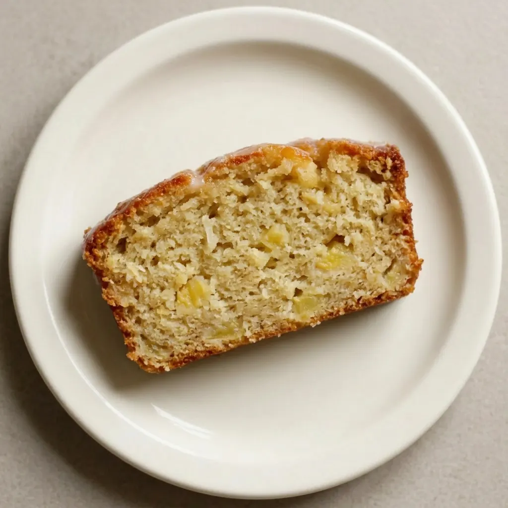A serving of pineapple bread with visible pineapple pieces and a light glaze.