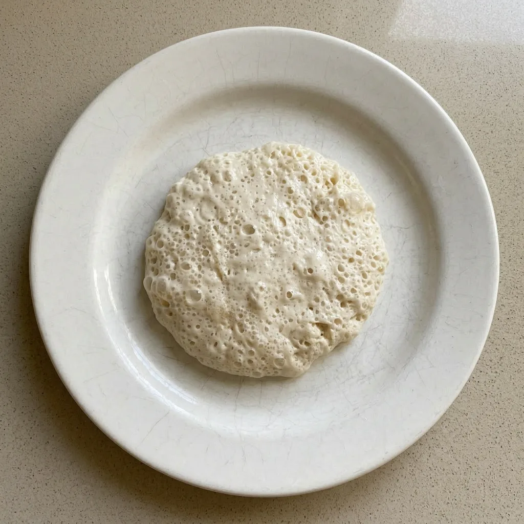Plated bread slice with butter pat on a dark table.