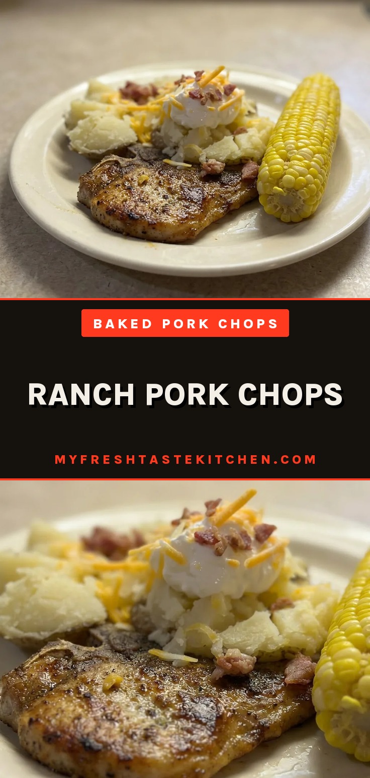 Bird's-eye view of two pork chops seasoned with dark speckles and red paprika, arranged side by side.