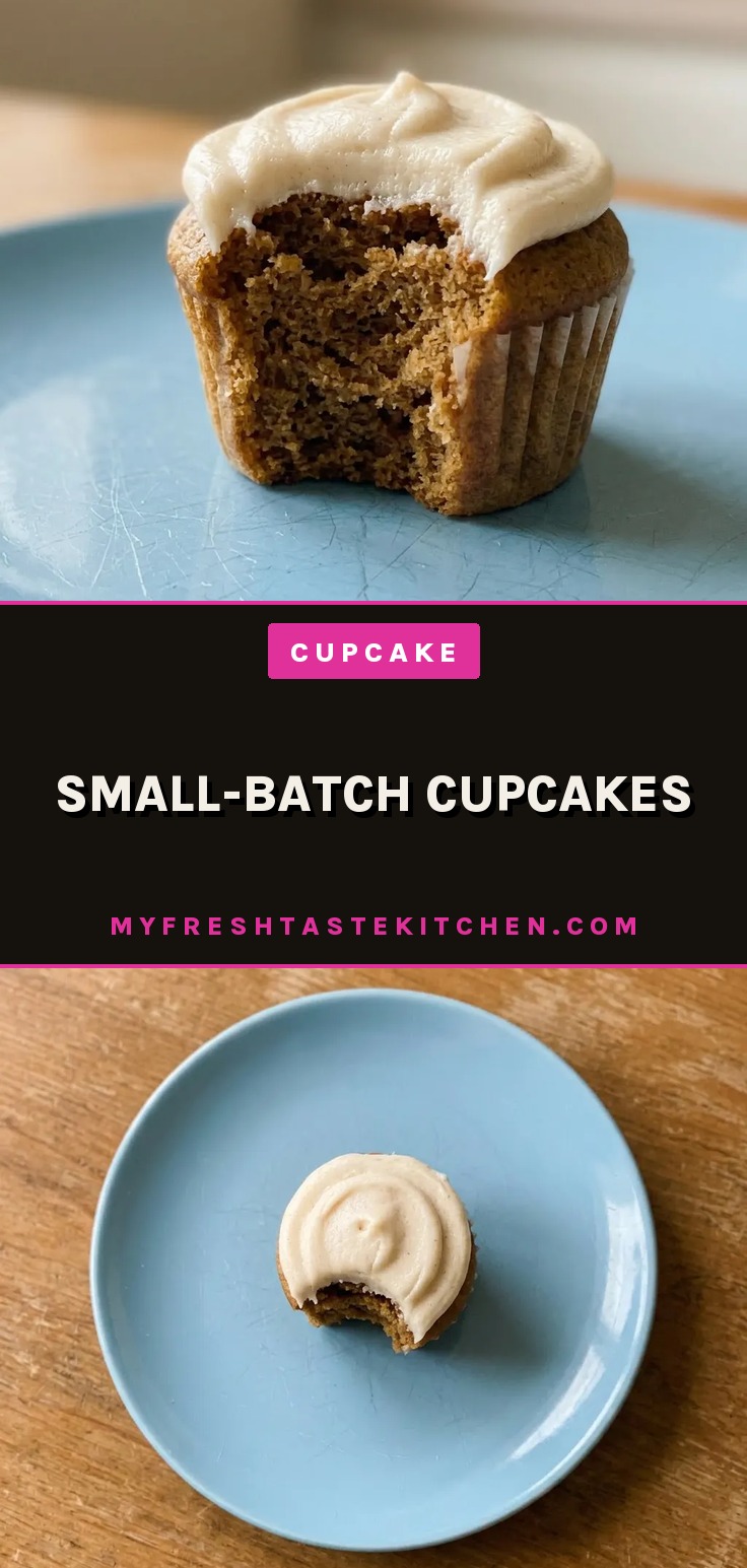 Bird's-eye view of three small cupcakes with white frosting and colorful sprinkles on a light surface.