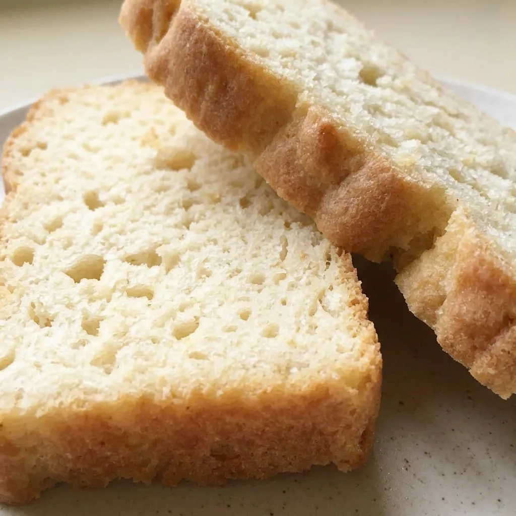 Zoomed in on a slice showing a porous crumb dotted with tiny air pockets.