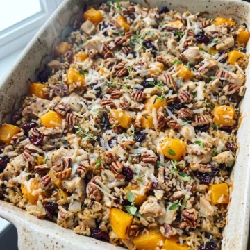 Butternut Squash Chicken Wild Rice Casserole