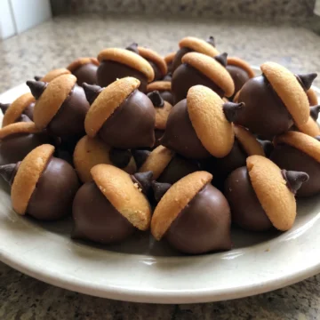Chocolate Acorn Cookies with Kisses and Wafers