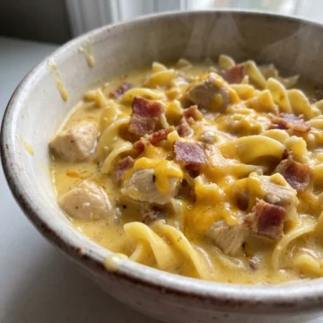 Crack Chicken Noodle Soup with Bacon and Ranch
