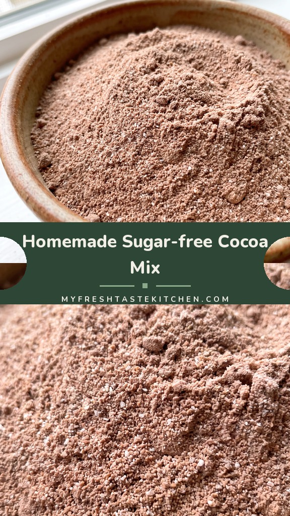 Powdered milk, dark baking cocoa, and sugar-free instant chocolate pudding powder mound in dry beige and brown piles with a fine grainy texture.