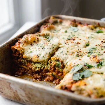 Lasagna Bolognese with Basil Pesto Ricotta