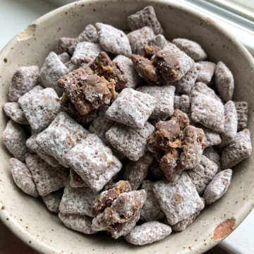 Puppy Chow Chex Mix with Chocolate and Peanut Butter