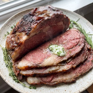 Smoked Prime Rib with Herbed Butter
