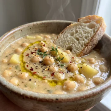 Vegan Garlic Chickpea Soup with Potato